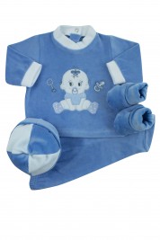 coordinato completino cappellino e scarpine azzurro