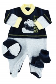 coordinato tutina cappellino e scarpine blu bicolore