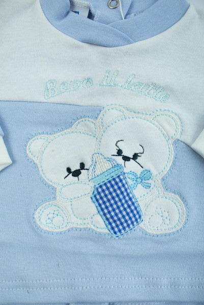 completino bevo il latte interlock con scritta e orsetti ricamati 2