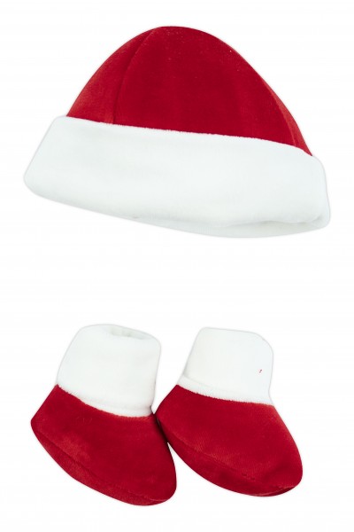 cappellino e scarpine neonato natale Rosso Taglia unica