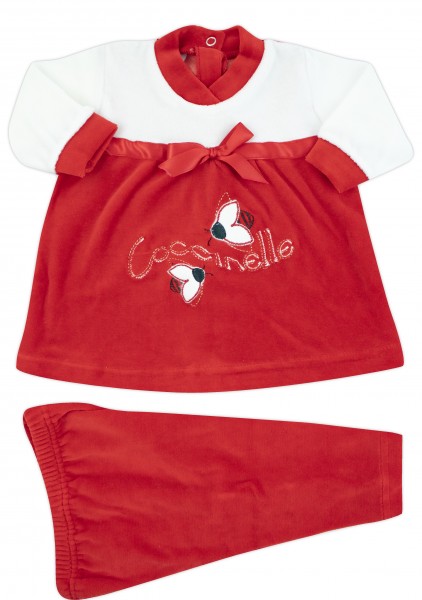 completo per neonata coccinelle rosso in ciniglia Rosso Taglia 1-3 mesi