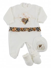corredino neonata ciniglia bianco panna