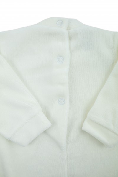 tutina neonato ciniglia con coniglietto e tartan 2