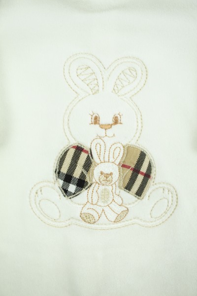 tutina neonato ciniglia con coniglietto e tartan 3