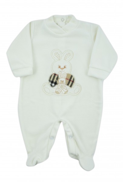 tutina neonato ciniglia con coniglietto e tartan Bianco panna Taglia 3-6 mesi