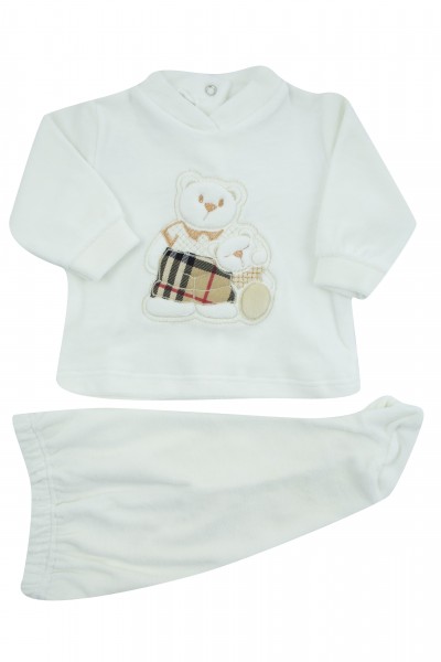 completino neonato ciniglia abbraccio orsetti Bianco panna Taglia 1-3 mesi