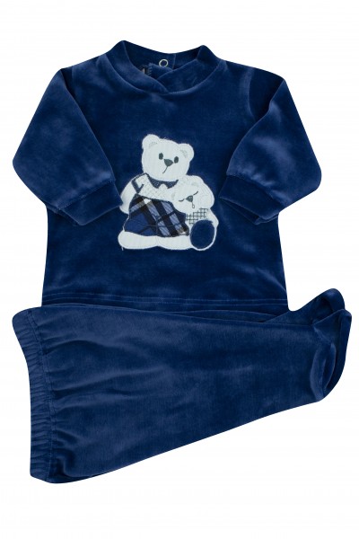 completino neonato ciniglia abbraccio orsetti Blu Taglia 0-1 mese