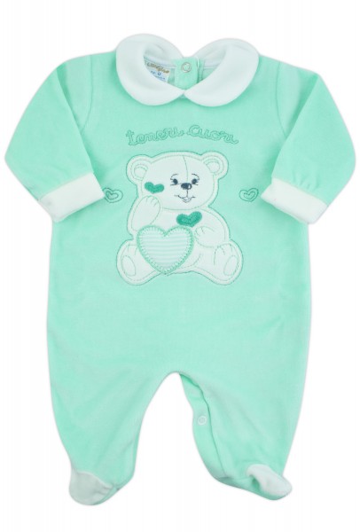 tutina neonato ciniglia orsetto teneri cuori Verde Taglia primi giorni