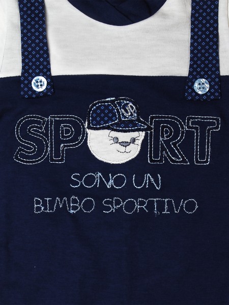 Tutina neonato sono un bimbo sportivo, 100% cotone, con salopette con bottoncini 2