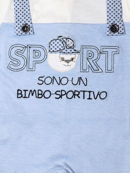 Tutina neonato sono un bimbo sportivo, 100% cotone, con salopette con bottoncini 2