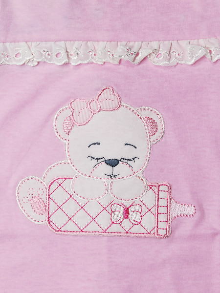 Tutina neonata cotone orsacchiotta, biberon e pizzo 2