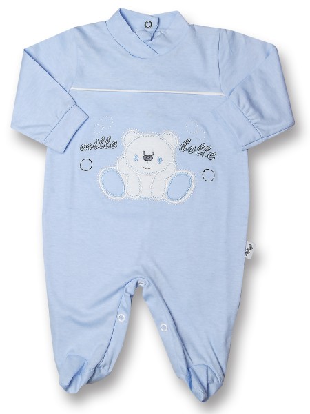 Tutina neonato mille bolle, 100% cotone Celeste Taglia 0-1 mese