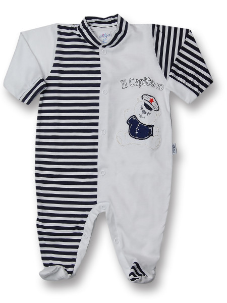 Tutina da neonato il capitano 100% cotone Blu Taglia 6-9 mesi