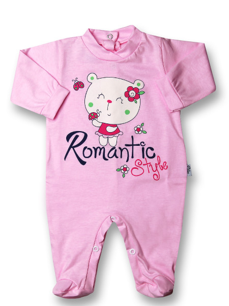 Tutina neonata romantic style in cotone  Rosa Taglia 0-3 mesi