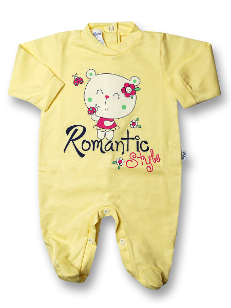 Tutina neonata romantic style in cotone  Giallo Taglia 0-3 mesi