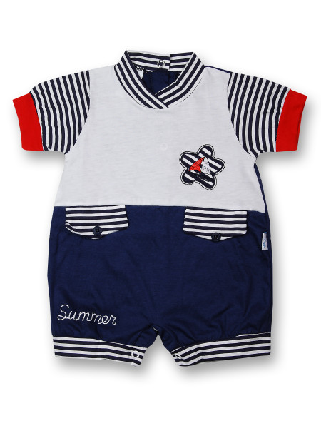 Pagliaccetto in cotone summer a righe Blu Taglia 0-1 mese