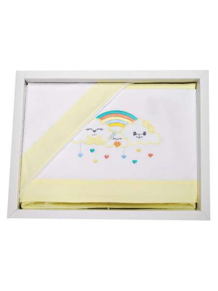 Lenzuola neonato lettino 3pz con federa Pioggia di cuori 3