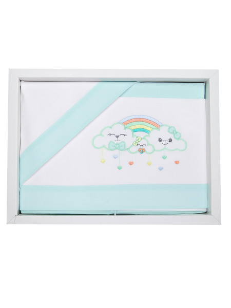 Lenzuola neonato lettino 3pz con federa Pioggia di cuori  3