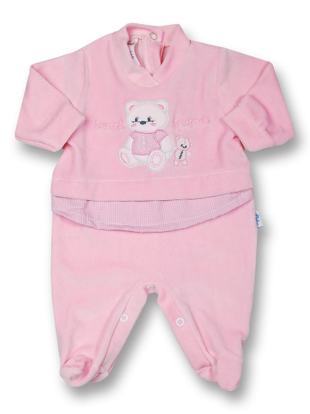 Tutina neonato sweet friends in ciniglia Rosa Taglia 0-1 mese