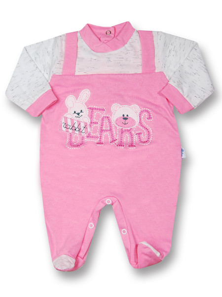 Tutina rabbit bears in cotone jersey Rosa corallo Taglia 0-1 mese