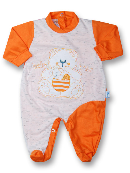 Tutina neonato in cotone baby bear with mom  Arancio Taglia primi giorni