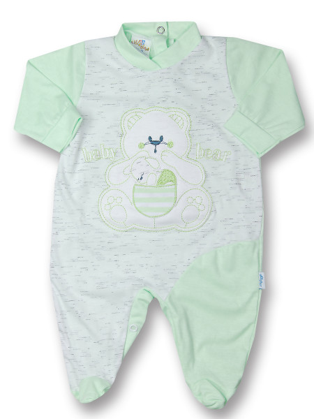 Tutina neonato in cotone baby bear with mom  Verde pistacchio Taglia primi giorni