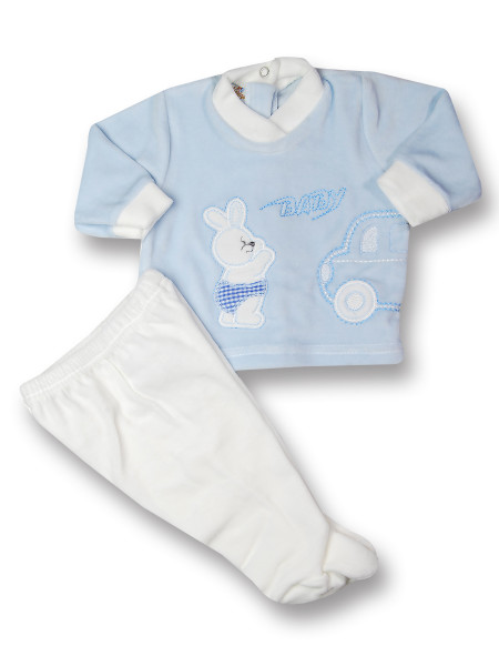 Completino neonato 2 pz Baby rabbit & car Celeste Taglia 3-6 mesi