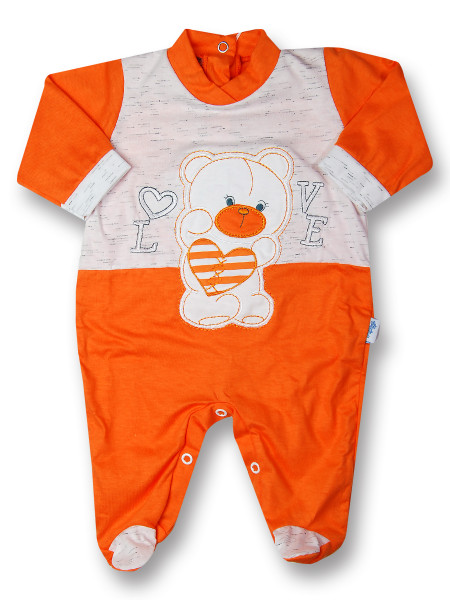 Tutina neonato cotone Teddy love  Arancio Taglia primi giorni