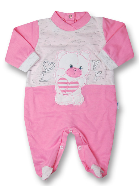 Tutina neonato cotone Teddy love  Rosa corallo Taglia 1-3 mesi