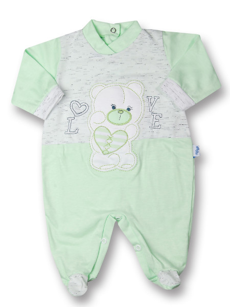 Tutina neonato cotone Teddy love  Verde pistacchio Taglia primi giorni