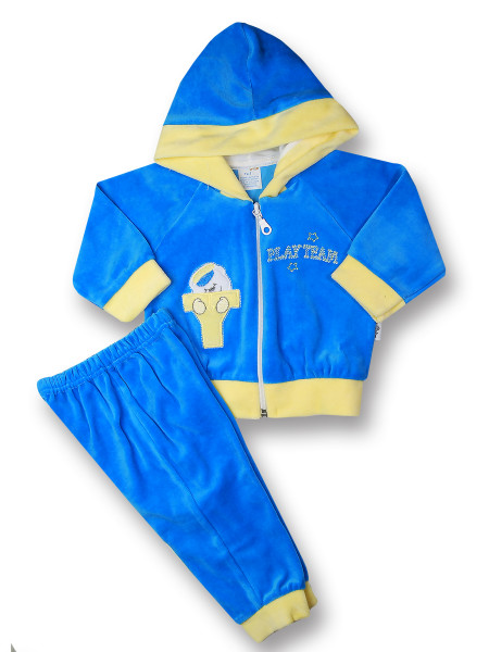 Completino tuta neonato 2 pz play team Blu Royal Taglia 9-12 mesi