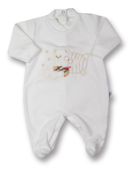 Tutina neonato in ciniglia orsetto su cuscino Bianco panna Taglia 0-1 mese