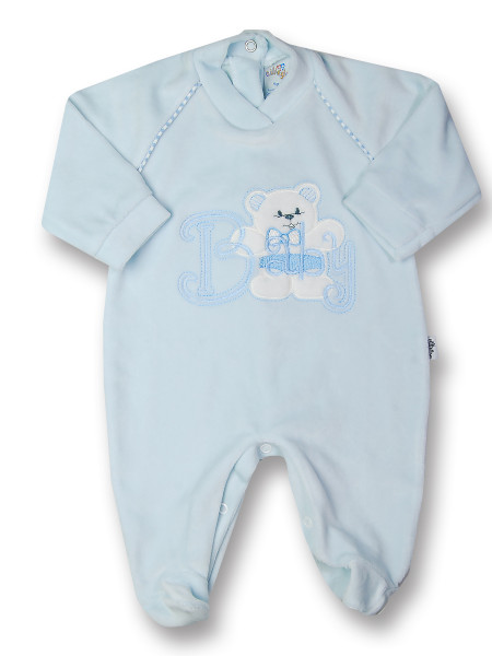 Tutina neonato in ciniglia baby bear  Celeste Taglia 0-1 mese