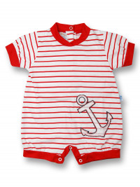 Pagliaccetto neonato ancora e righe 100% cotone