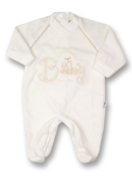 Tutina neonato in ciniglia baby bear  Bianco panna Taglia 3-6 mesi