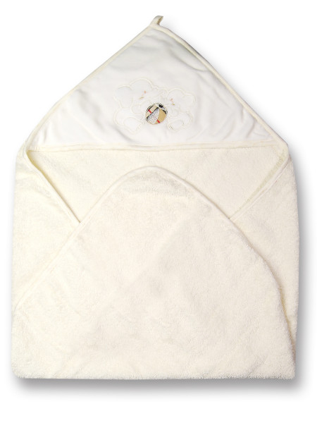 Accappatoio neonato triangolo Elefantini in cotone Bianco panna Taglia unica