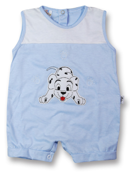 Pagliaccetto neonato smanicato cotone dalmata  Celeste Taglia 3-6 mesi