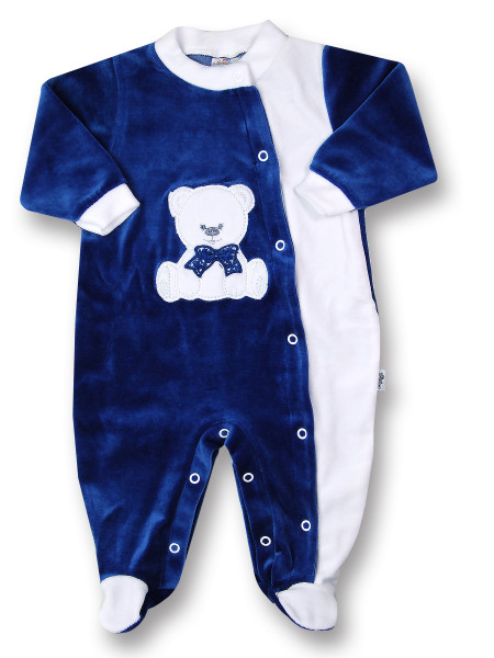 tutina orsetto con fiocco in ciniglia Blu Taglia 9-12 mesi