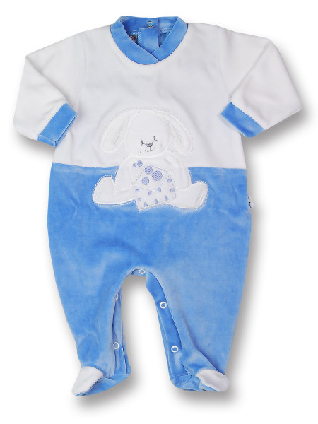 tutina neonato in ciniglia coniglio con letterina Azzurro Taglia 6-9 mesi