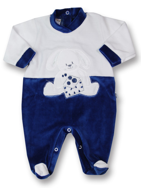 tutina neonato in ciniglia coniglio con letterina Blu Taglia 9-12 mesi