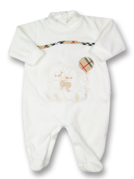 tutina neonato in ciniglia gemelli striscia e palla Bianco panna Taglia 6-9 mesi