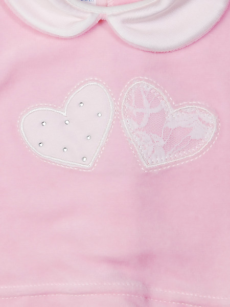 completino neonata ciniglia cuori strass e merletto 2