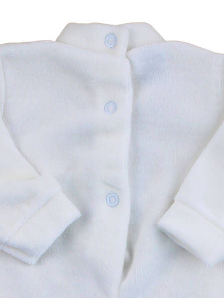 Tutina Neonato in ciniglia. Unisex. Bianco Panna. Tutina Cuore tenero 3