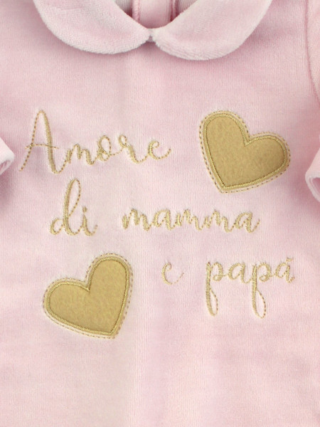 Tutina Neonato in ciniglia. Tutina amore di mamma e papà 2