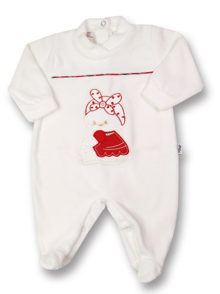 tutina neonata in ciniglia bimba tartan Bianco panna Taglia 1-3 mesi