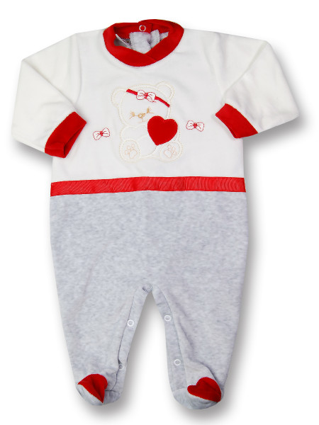 tutina neonata in ciniglia orsetta grande cuore Bianco panna Taglia 9-12 mesi