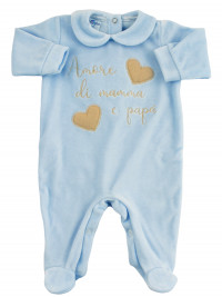Tutina Neonato in ciniglia. Tutina amore di mamma e papà