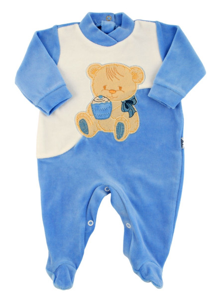 Tutina Neonato ciniglia. Tutina Cookie Bear Azzurro Taglia 6-9 mesi