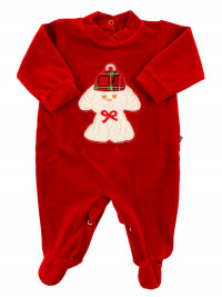 Tutina Neonato in ciniglia. Tutina Rosso Inverno