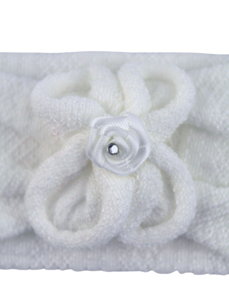 fascetta neonata in cotone bianco. fascetta petali di rosa 2